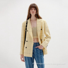 Trendy Clothing Office Yellow Plaid Blazer for Women